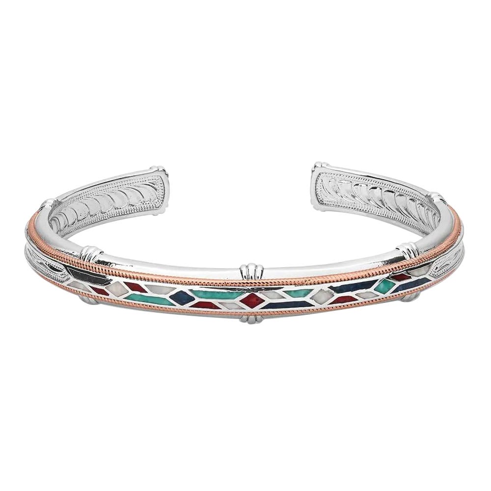 Montana Silversmiths Western Cuff Bracelet, Women's, One-Size, Geometric, Brass/Resin