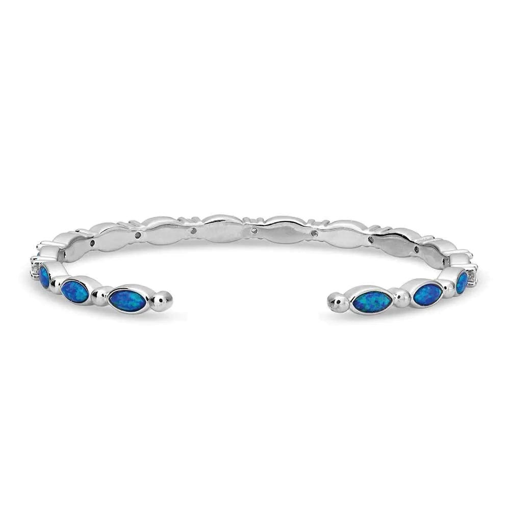 Montana Silversmiths Cuff Bracelet, Women's, One-Size, Cubic Zirconia Crystal, Stone, Blue Opal/Clear, Brass