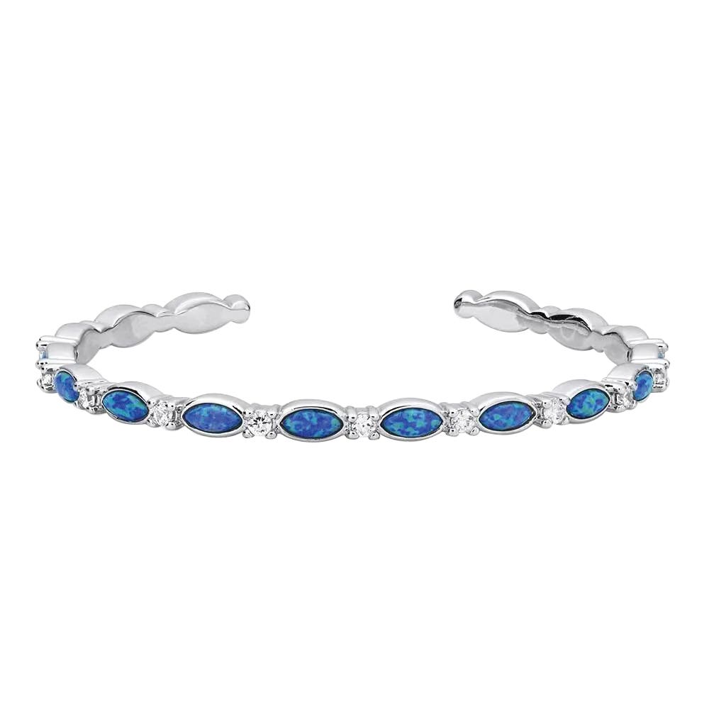Montana Silversmiths Cuff Bracelet, Women's, One-Size, Cubic Zirconia Crystal, Stone, Blue Opal/Clear, Brass