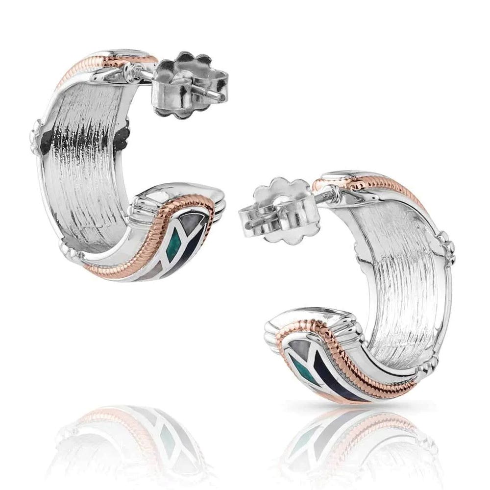 Montana Silversmiths Western Earrings, Women's, Mosaic Hoop, Brass/Resin/Stainless Steel