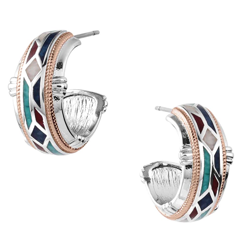 Montana Silversmiths Western Earrings, Women's, Mosaic Hoop, Brass/Resin/Stainless Steel