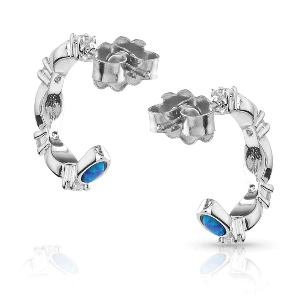 Montana Silversmiths Earrings, Hoop, Crystal Opal, Cubic Zirconia, Bright Clear, Brass/Stainless Steel