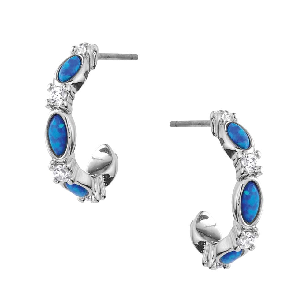 Montana Silversmiths Earrings, Hoop, Crystal Opal, Cubic Zirconia, Bright Clear, Brass/Stainless Steel