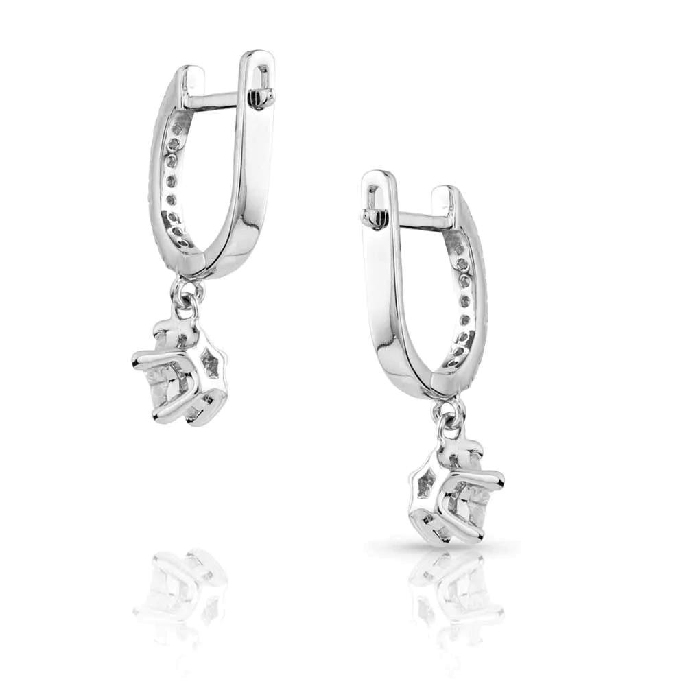 Montana Silversmiths Earrings, Catch a Falling Star, Cubic Zirconia Crystal, Clear, Brass/Stainless Steel