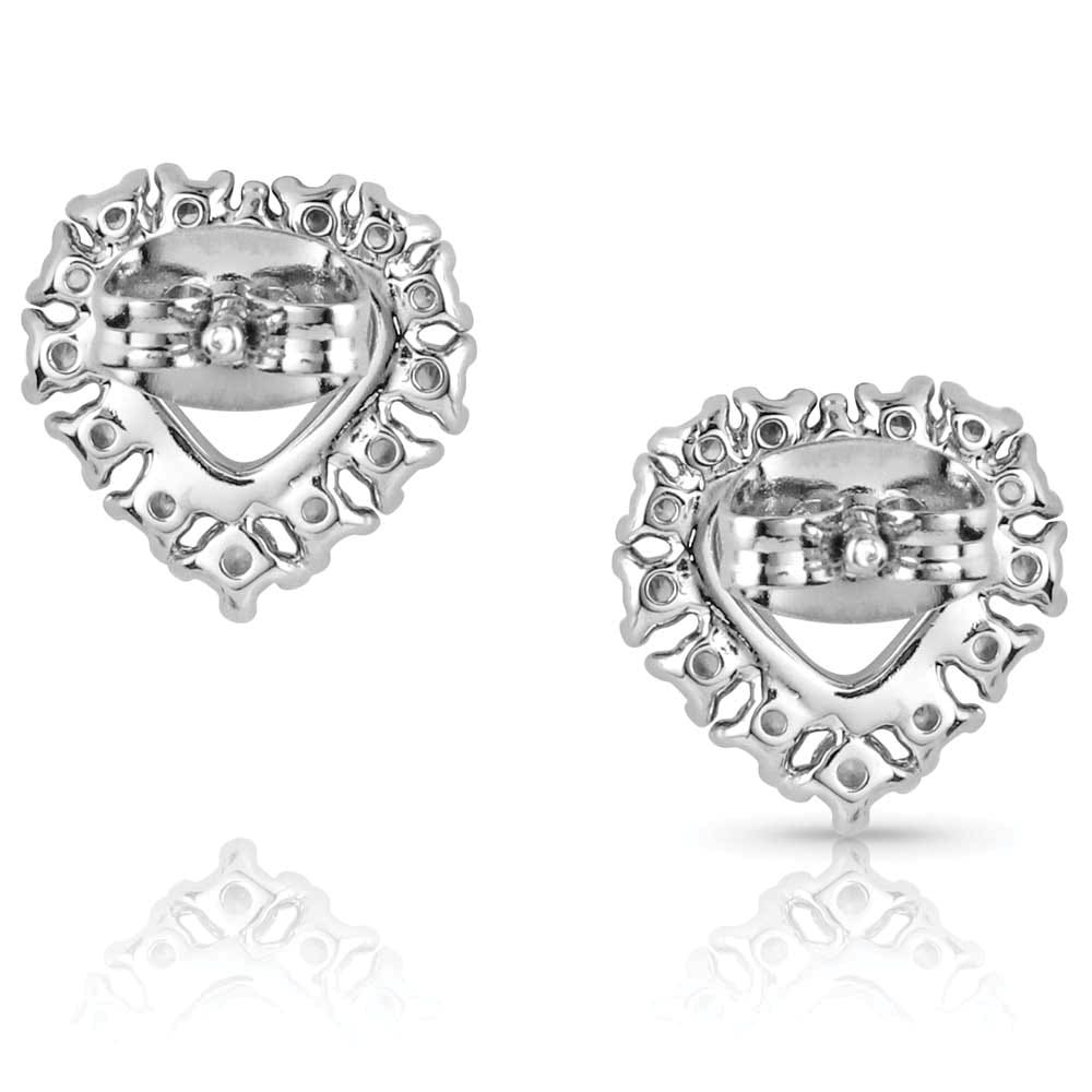 Montana Silversmiths Earrings, Icy Heart, Cubic Zirconia Crystal, Clear, Brass/Stainless Steel
