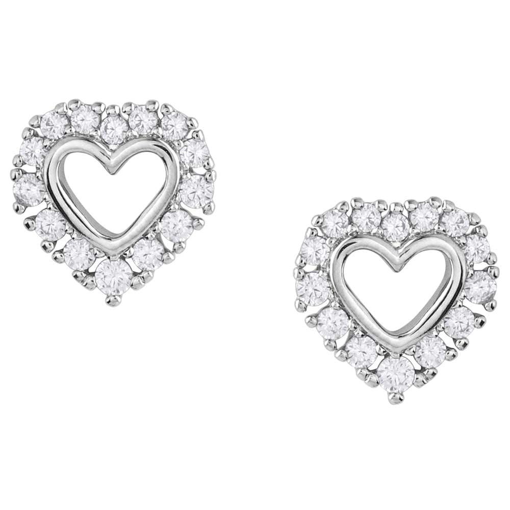 Montana Silversmiths Earrings, Icy Heart, Cubic Zirconia Crystal, Clear, Brass/Stainless Steel
