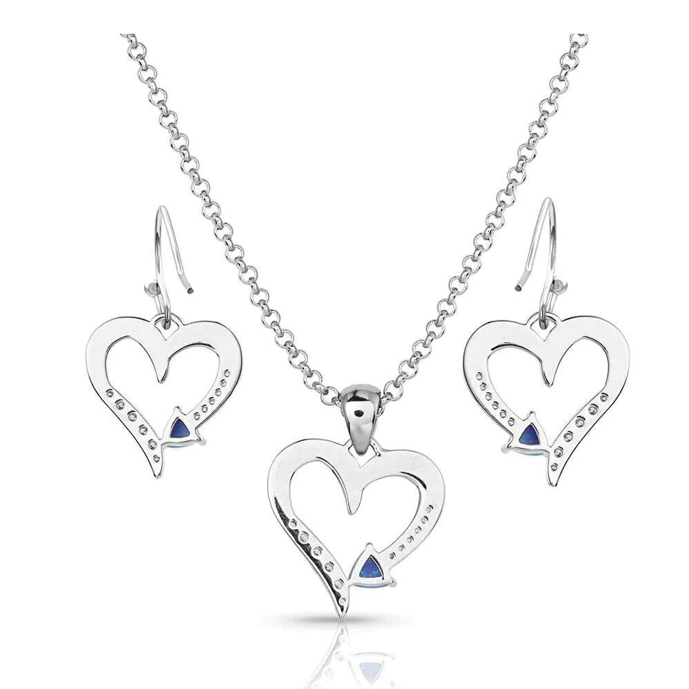 Montana Silversmiths Jewelry Set, Women's, Cubic Zirconia Crystal, Stone, Clear/Opal, Brass/Stainless Steel