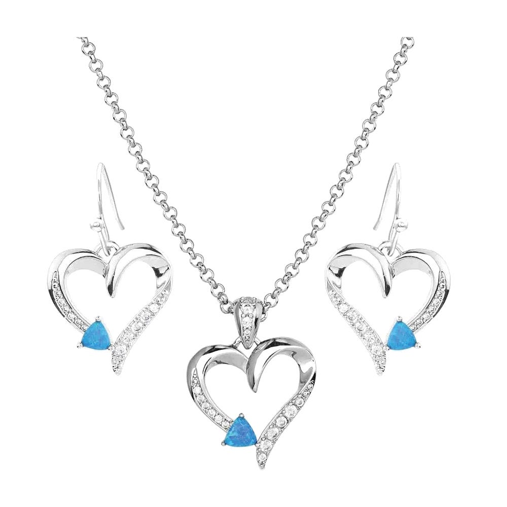 Montana Silversmiths Jewelry Set, Women's, Cubic Zirconia Crystal, Stone, Clear/Opal, Brass/Stainless Steel