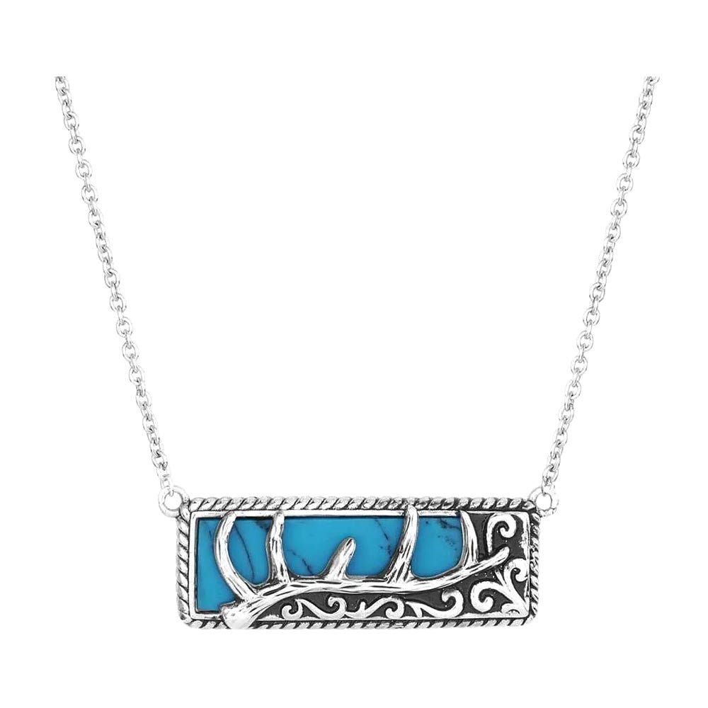 Montana Silversmiths Necklace, Elk Horn, Stone, Turquoise, Silver