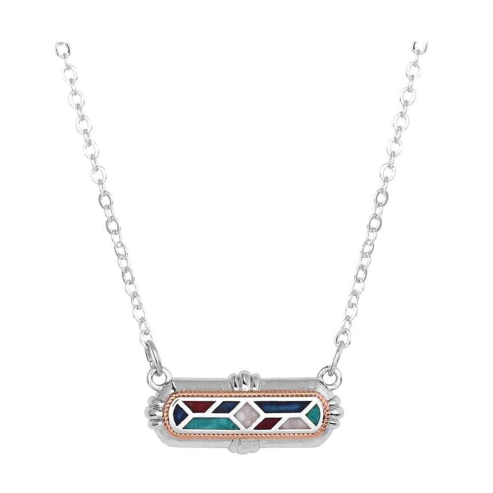 Montana Silversmiths Western Necklace, Women's, One-Size, Mosaic Bar, Brass/Resin