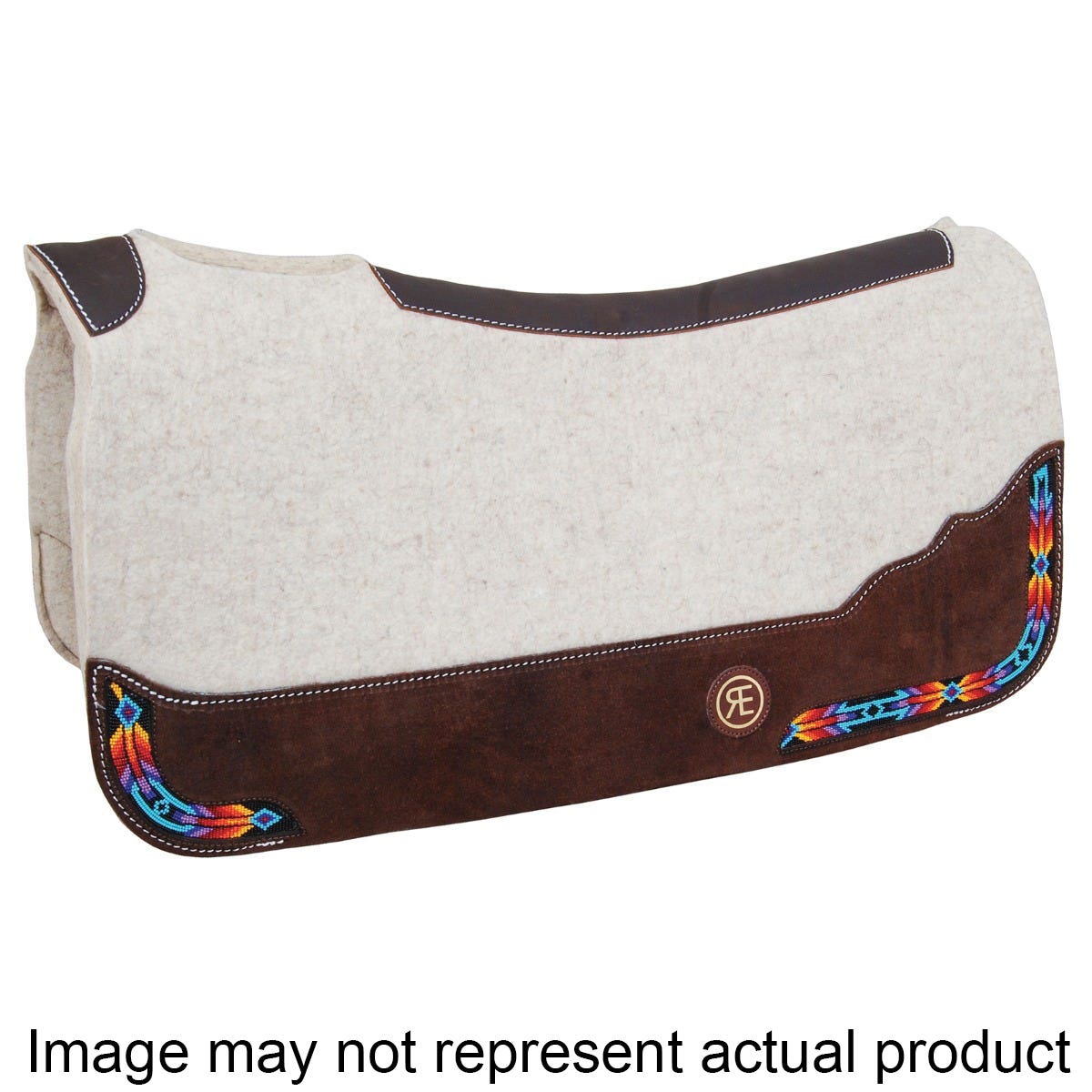 Reinsman Apex Limited Edition Series Square Saddle Pad, 3/4 in Thick, Leather/Wool, Bone Wool/Exotic Turquoise