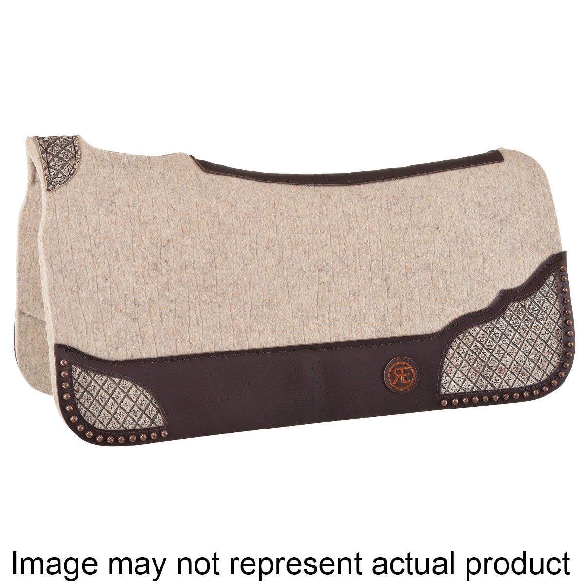 Reinsman Apex Premium Series Inlaid Saddle Pad, 3/4 in Thick, Leather/Wool, Bone Wool/Copper Sienna