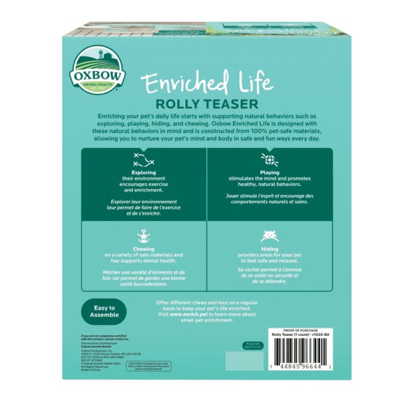 Oxbow Enriched Life Rolly Teaser for Chinchillas, Ferrets, Guinea Pigs, Mice, Rabbits, Rats