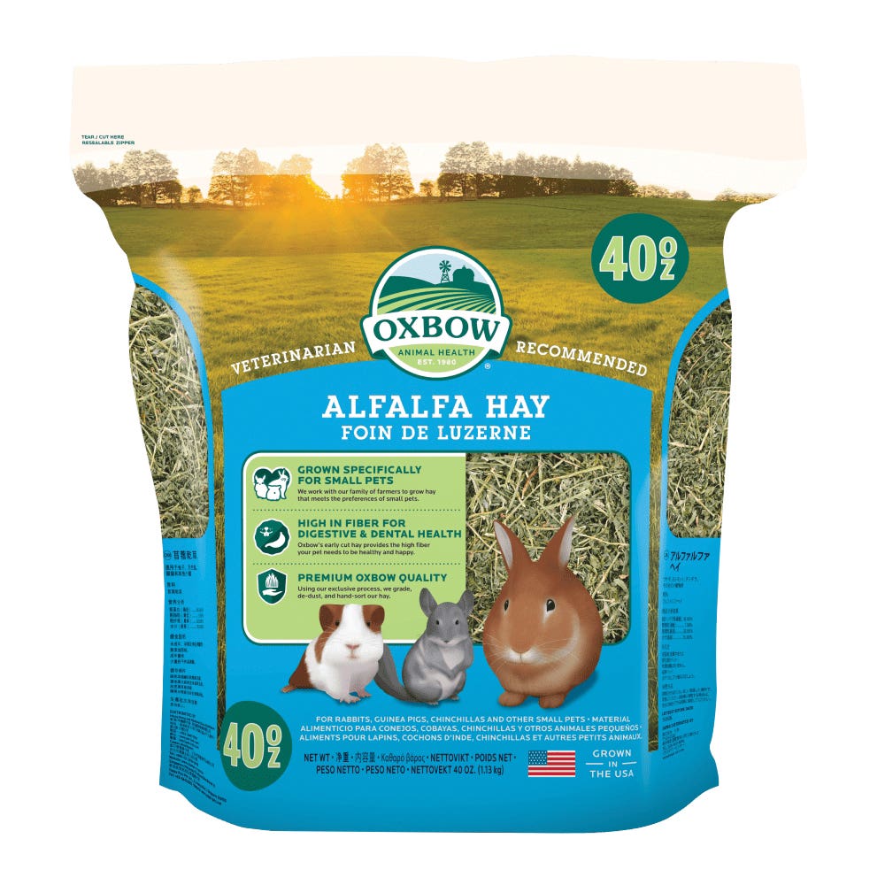 Oxbow Alfalfa Hay, Chinchilla, Guinea Pig, Rabbit Food, 40 oz