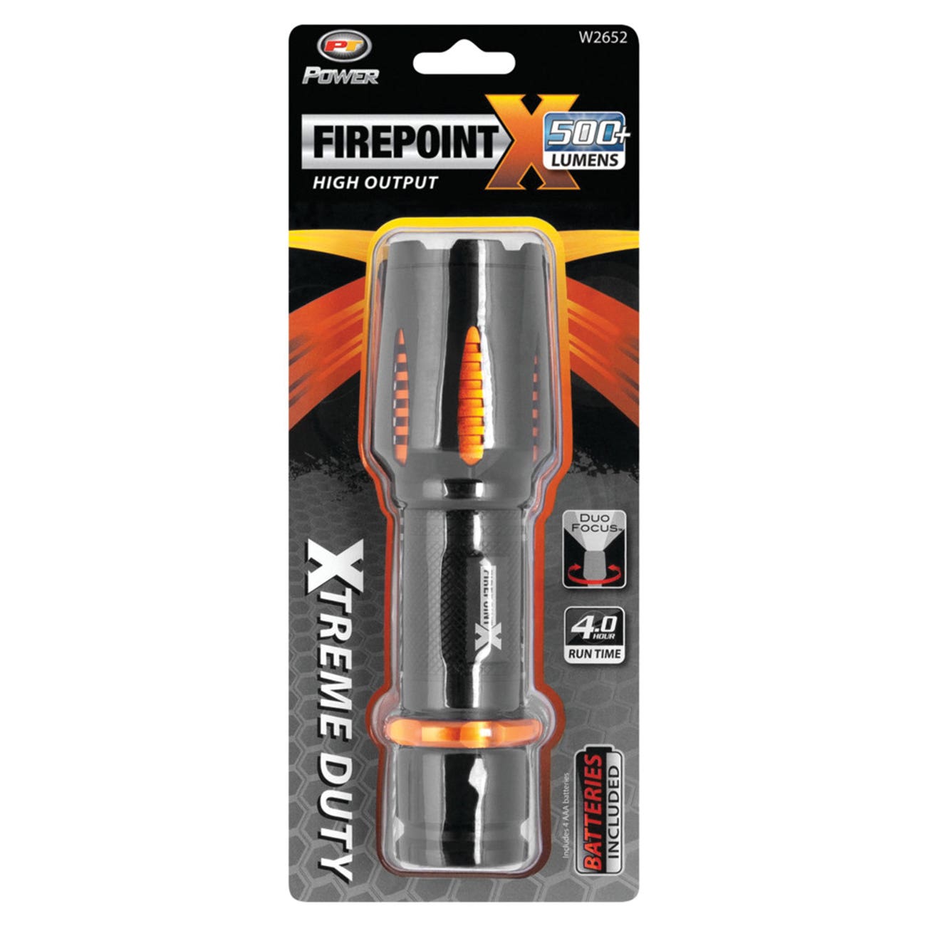 Performance Tool Firepoint X Series W2652 Flashlight, AAA Battery, LED Lamp, 162 to 538 Lumens, Adjustable Beam