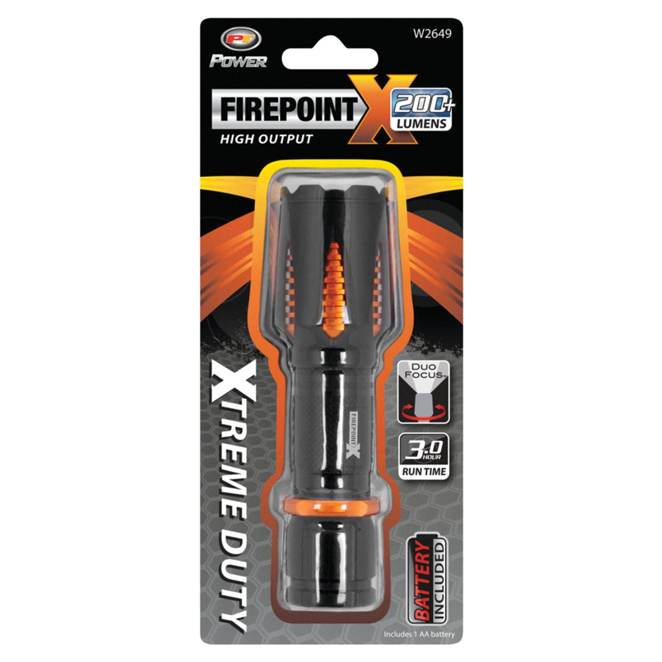 Performance Tool Firepoint X Series W2649 Flashlight, AA Battery, LED Lamp, 210 Lumens, 262 ft Beam Distance