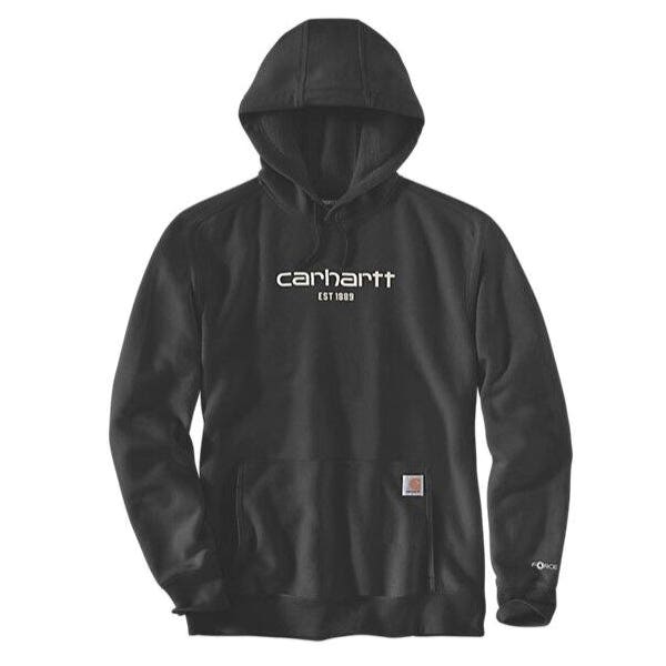 Carhartt Sweatshirt, 2XL, Cotton/Polyester, Black, Hooded
