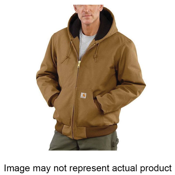 Carhartt Jacket, 2XL, Cotton Duck, Black, Hooded, Zipper, Tall