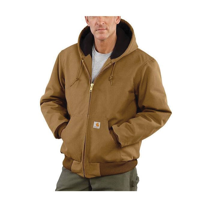 Carhartt Jacket, XL, Cotton Duck, Brown, Hooded, Zipper