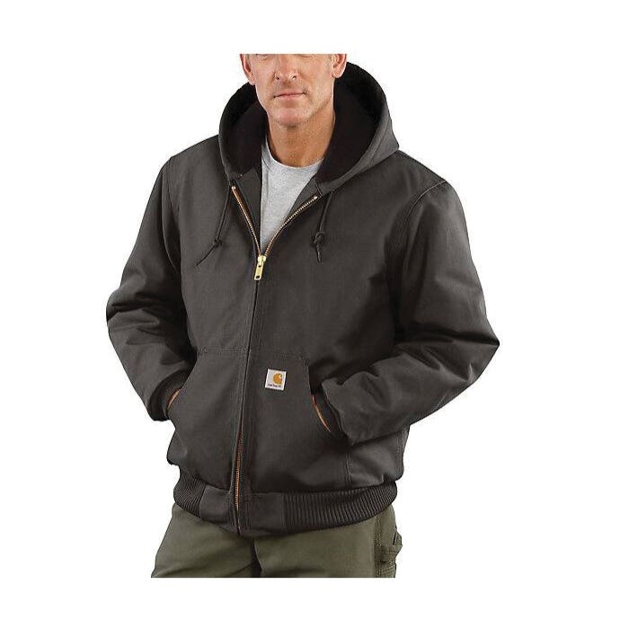 Carhartt Jacket, 2XL, Cotton Duck, Gravel, Hooded, Zipper