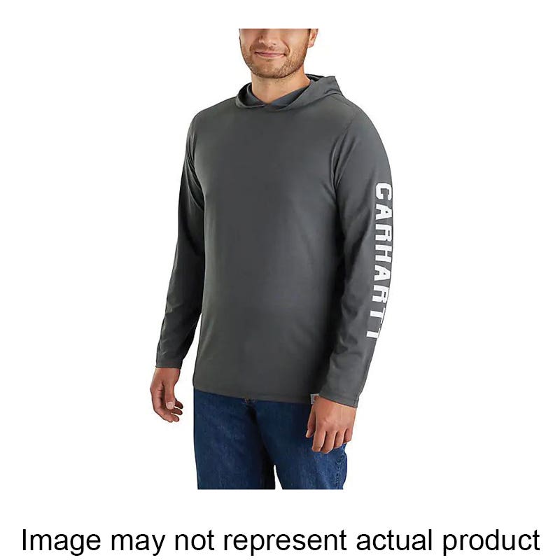 Carhartt T-Shirt, 2XL, Regular, Cotton/Polyester, Frosted Balsam, Carhartt Graphic Logo, Hooded
