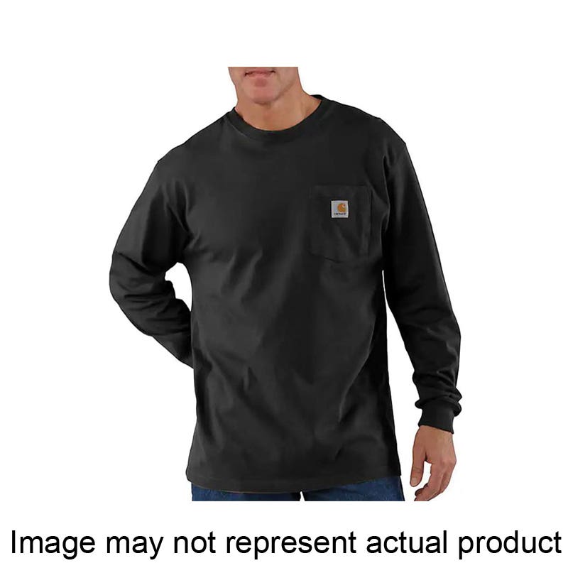 Carhartt Pocket T-Shirt, 2XL, Regular, Cotton/Polyester, Thundercloud Heather, Sewn-On Carhartt Patch