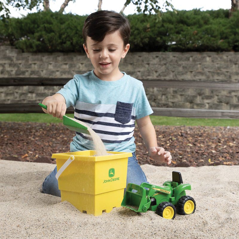 John Deere Toys Sand Pit Bucket Set, 18 Months and Up, Green/Yellow