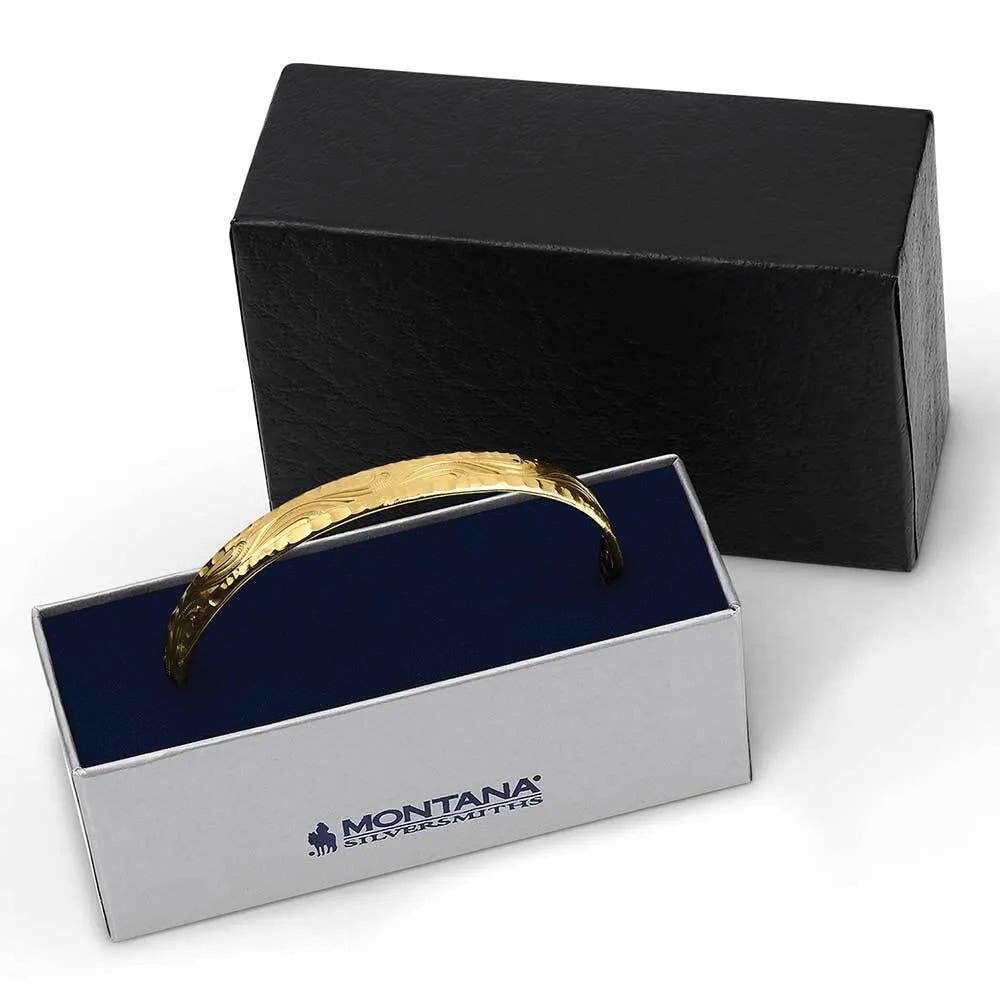 Montana Silversmiths Timeless Treasure Chiseled Cuff Bracelet, One-Size, Brass
