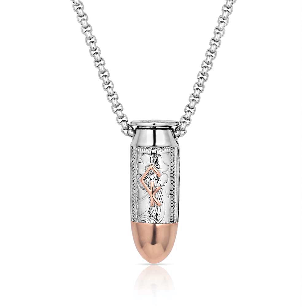 Montana Silversmiths Deadeye Chris Kyle Bullet Necklace, Brass/Stainless Steel