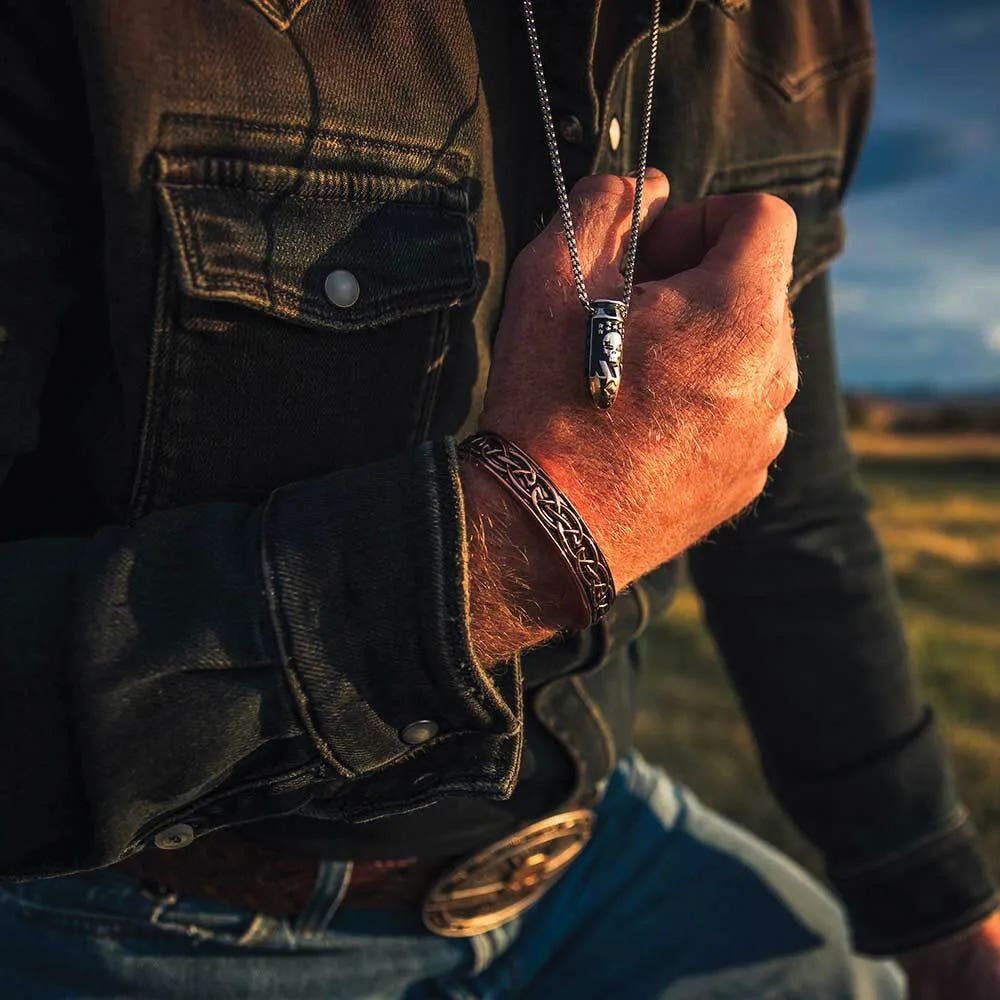 Montana Silversmiths Deadeye Chris Kyle Bullet Necklace, Brass/Stainless Steel