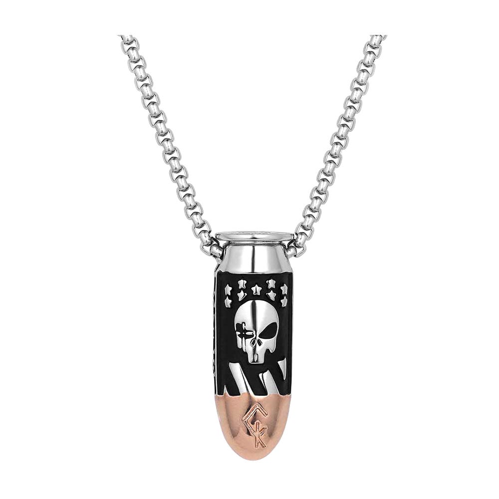 Montana Silversmiths Deadeye Chris Kyle Bullet Necklace, Brass/Stainless Steel