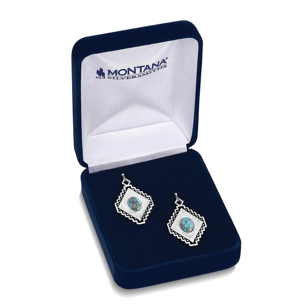 Montana Silversmiths Diamond of The West Turquoise Earrings, Turquoise, Brass/Stainless Steel