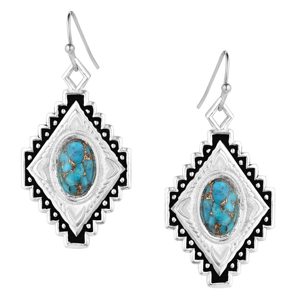 Montana Silversmiths Diamond of The West Turquoise Earrings, Turquoise, Brass/Stainless Steel