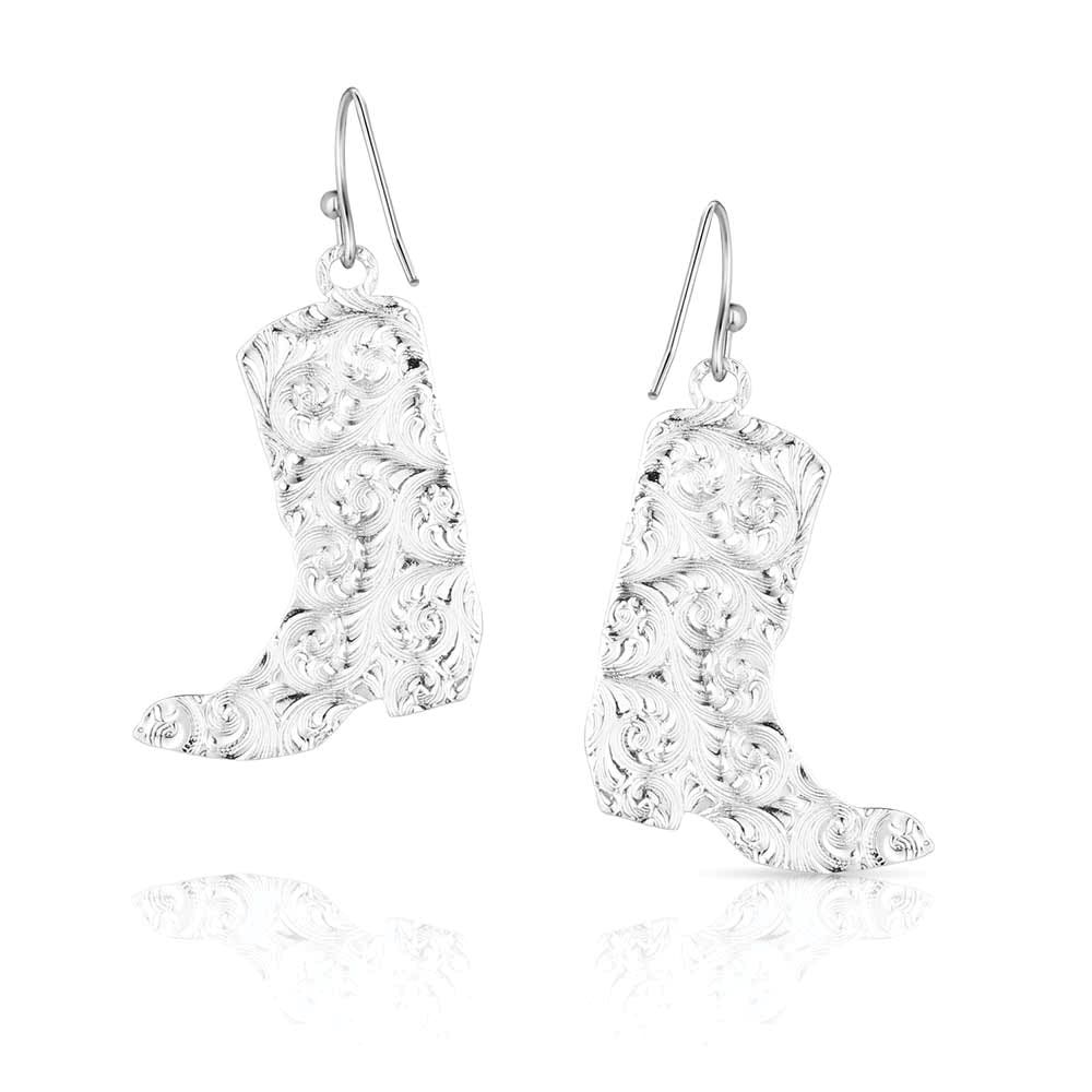 Montana Silversmiths Chiseled Boots Earrings, Brass/Stainless Steel