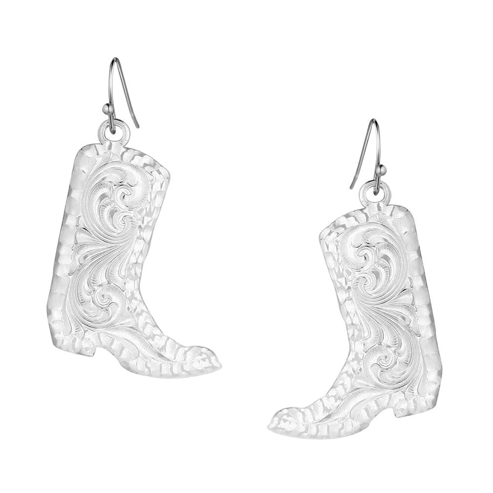 Montana Silversmiths Chiseled Boots Earrings, Brass/Stainless Steel