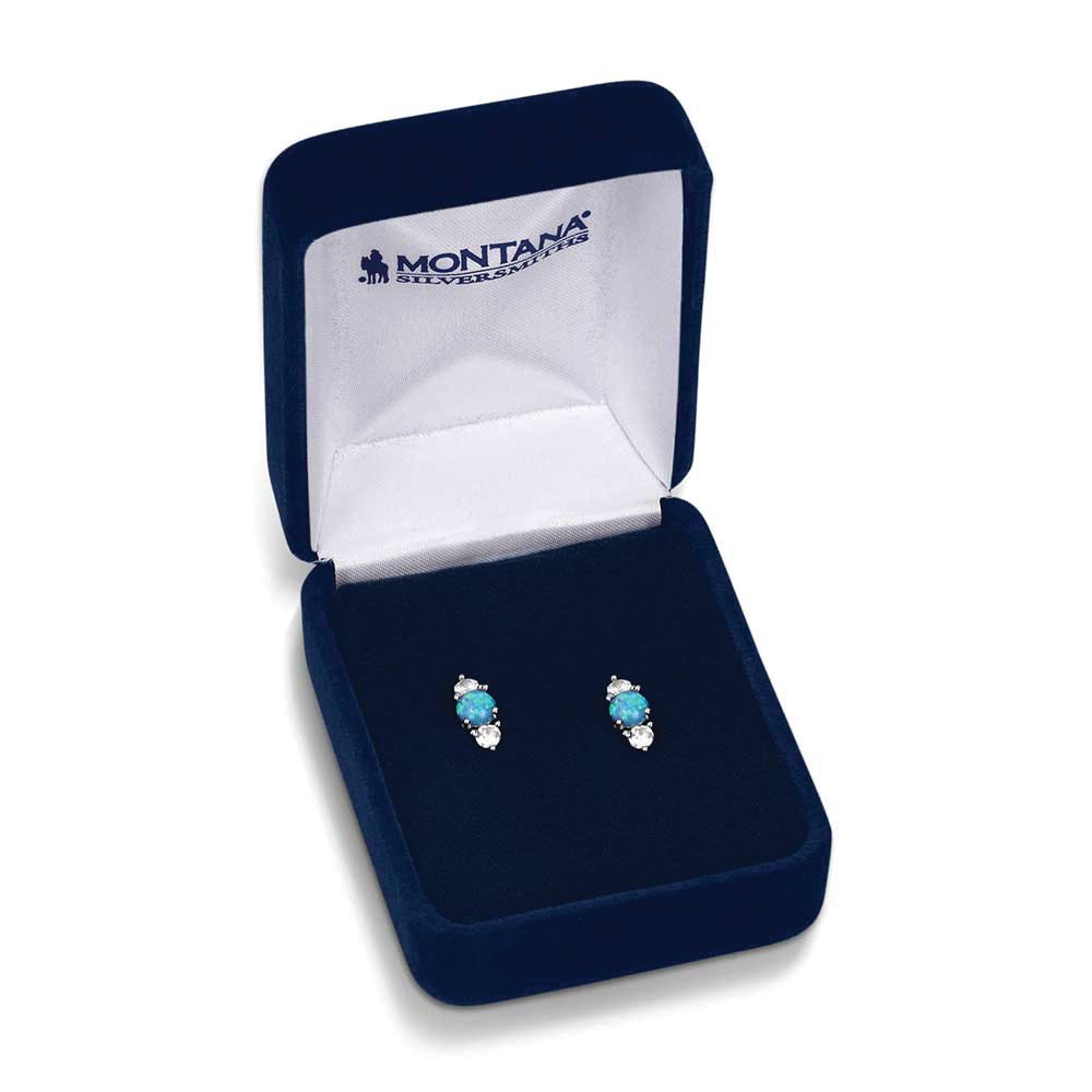 Montana Silversmiths Delicate Moonlight Crystal Opal Earrings, Opal Stone, Zirconia, Blue/Clear