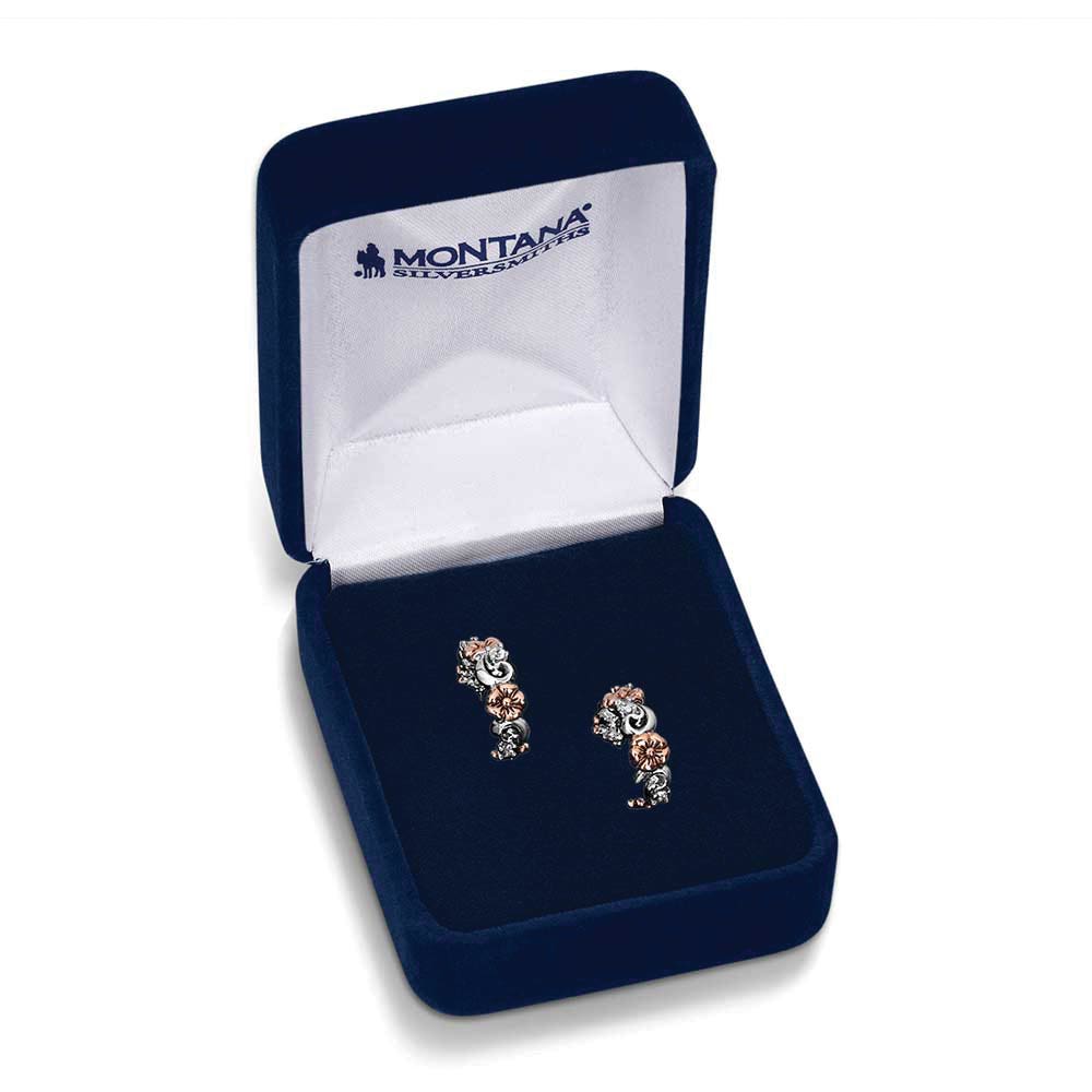 Montana Silversmiths Wildflower Elegance Hoop Earrings, Zirconia, Clear, Brass/Stainless Steel