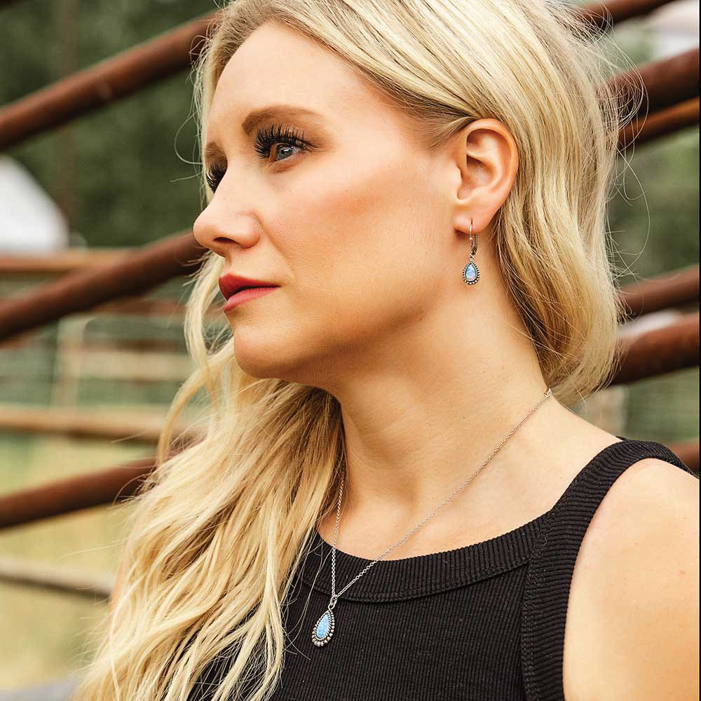 Montana Silversmiths Glimmering Pools Opal Earrings, Opal Stone, Brass