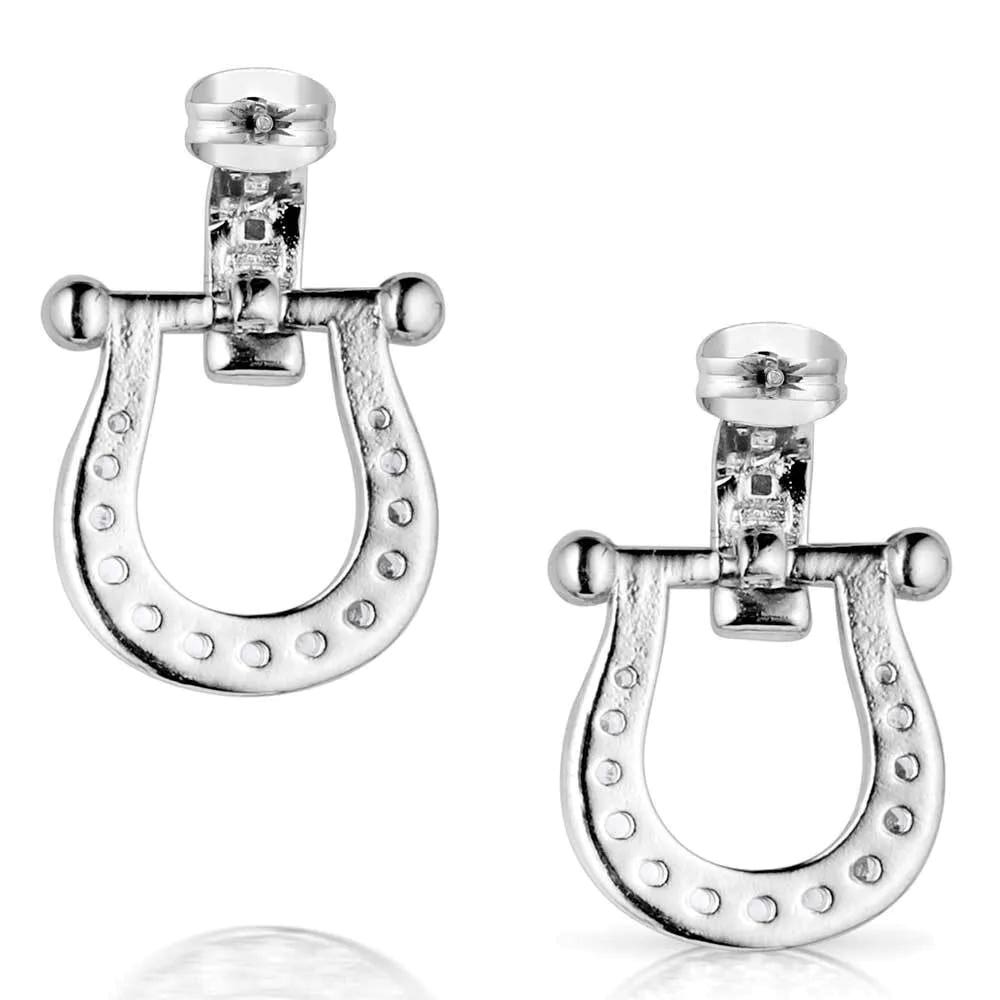 Montana Silversmiths Ride in Style Crystal Earrings, Zirconia, Clear, Brass/Stainless Steel