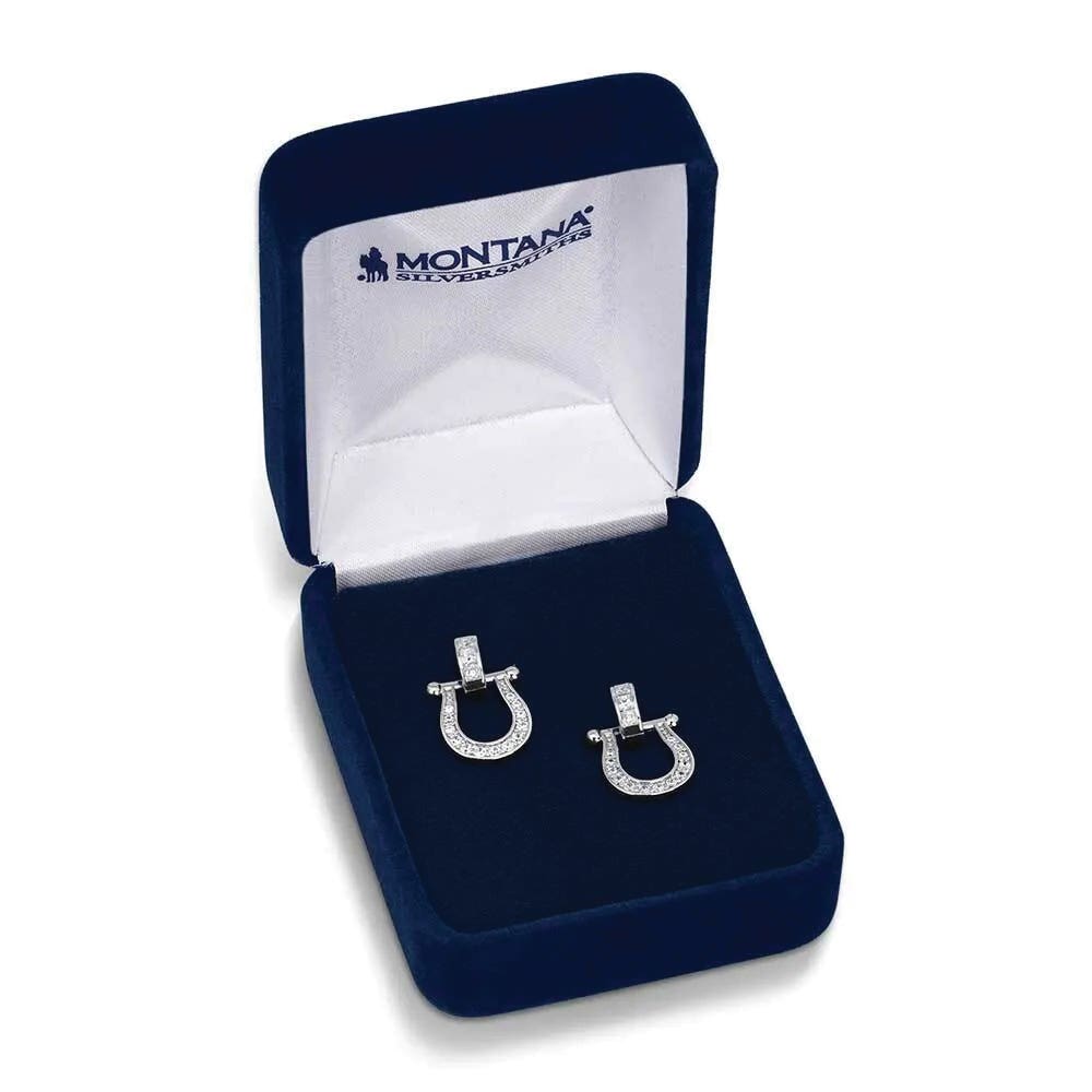 Montana Silversmiths Ride in Style Crystal Earrings, Zirconia, Clear, Brass/Stainless Steel