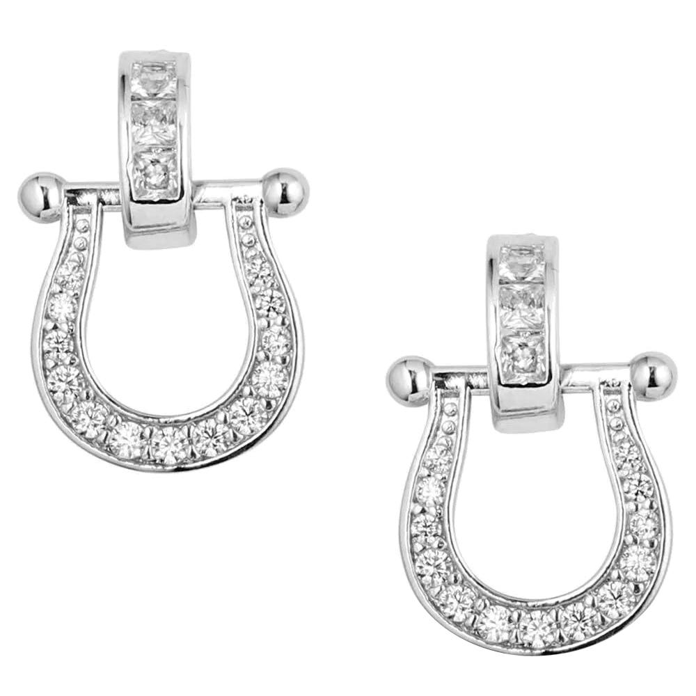Montana Silversmiths Ride in Style Crystal Earrings, Zirconia, Clear, Brass/Stainless Steel