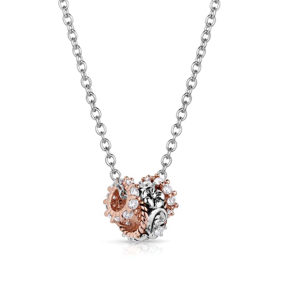 Montana Silversmiths Wildflower Elegance Ring Necklace, Zirconia, Clear, Brass