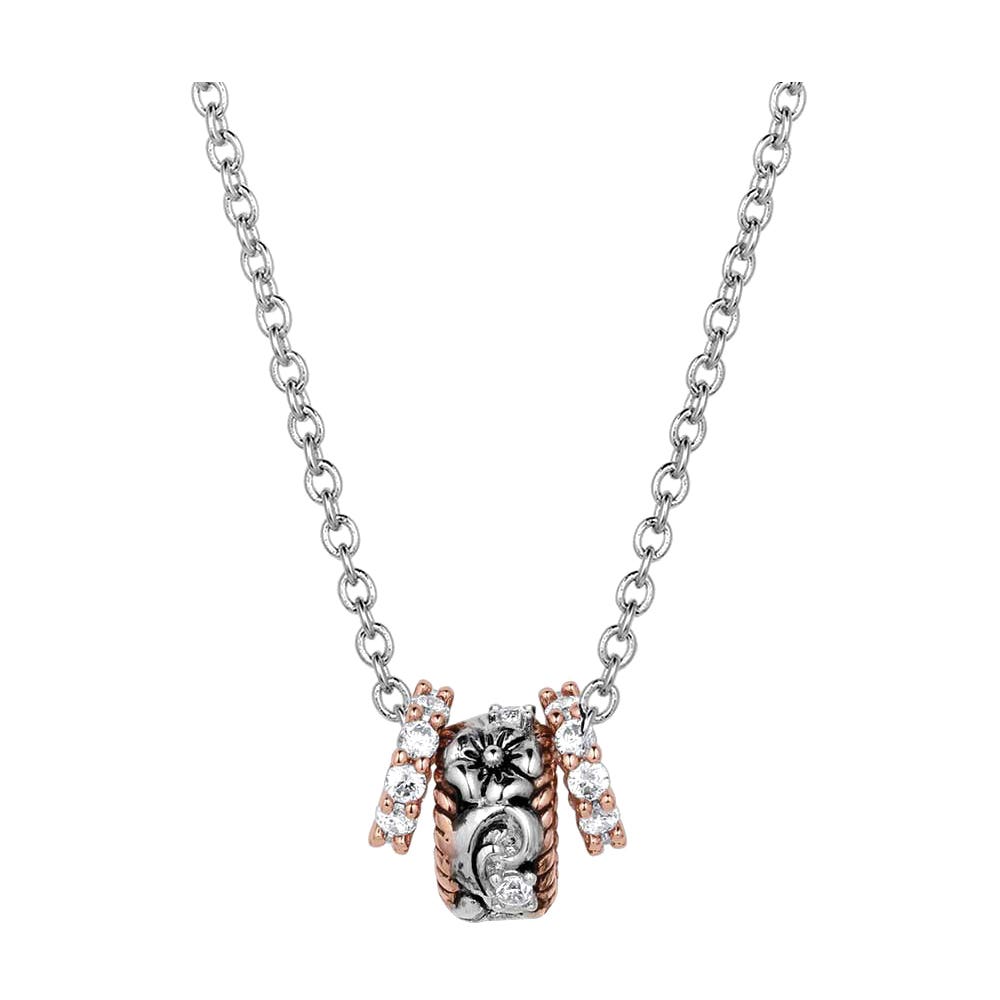 Montana Silversmiths Wildflower Elegance Ring Necklace, Zirconia, Clear, Brass