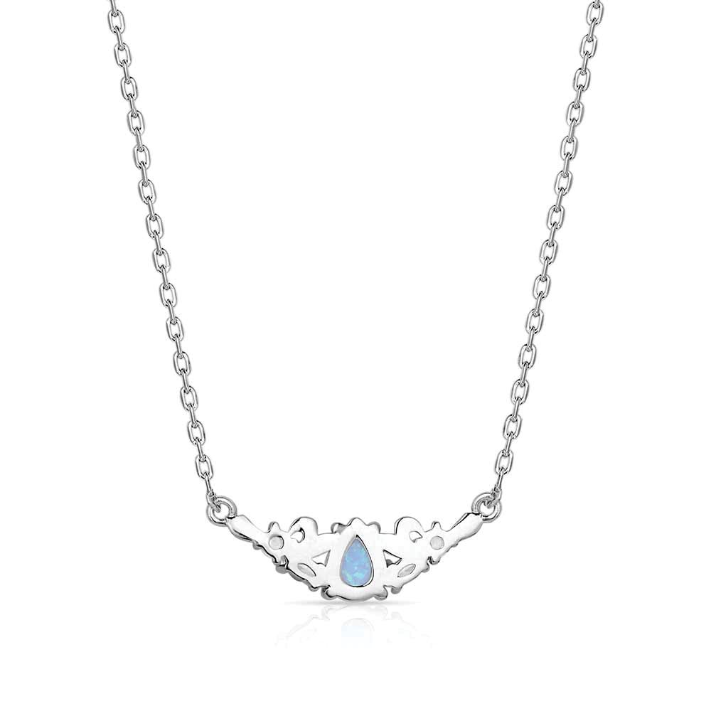 Montana Silversmiths Refined Grace Crystal Necklace, Opal Stone, Zirconia, Blue/Clear, Brass