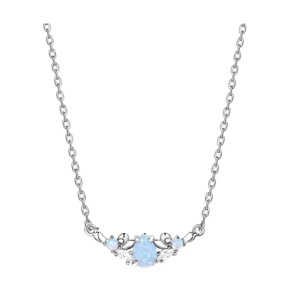 Montana Silversmiths Refined Grace Crystal Necklace, Opal Stone, Zirconia, Blue/Clear, Brass