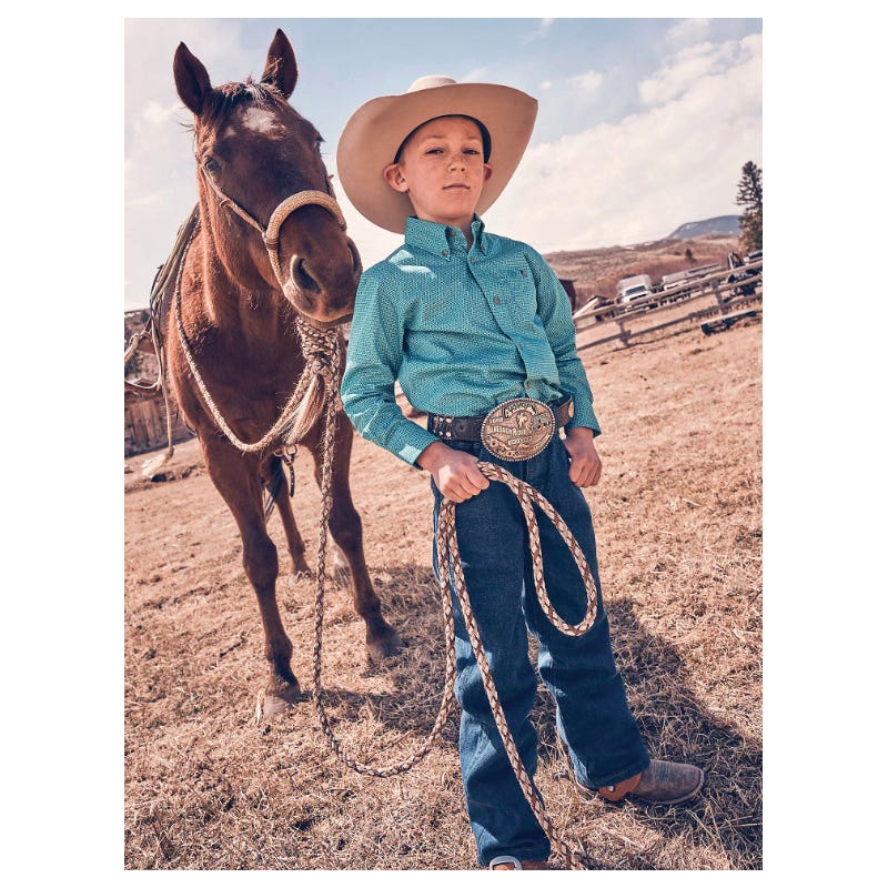 Wrangler Cowboy Cut Series Jeans, Boy's, 18, 30-1/2 to 32 in W, Prewashed Indigo, Regular Fit
