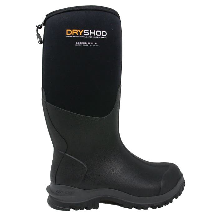 Dryshod West Legend MXT Hi Series Work Boots, 10, Black, Rubber, Insulated: Yes