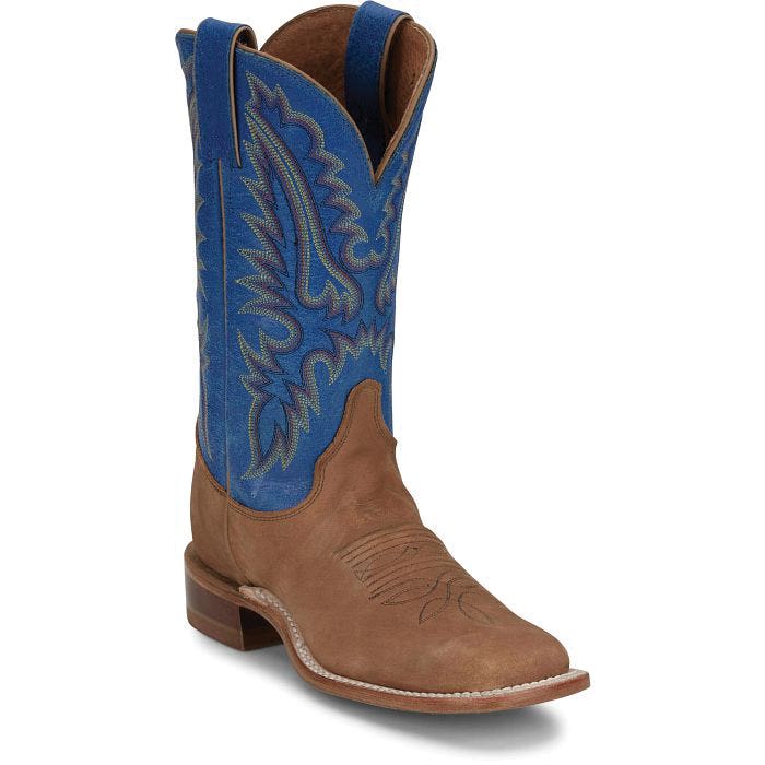 Justin Women's Peyton Western Boots, 11, B W, 2-Row Stitch, Distressed Cognac, Full Grain Leather