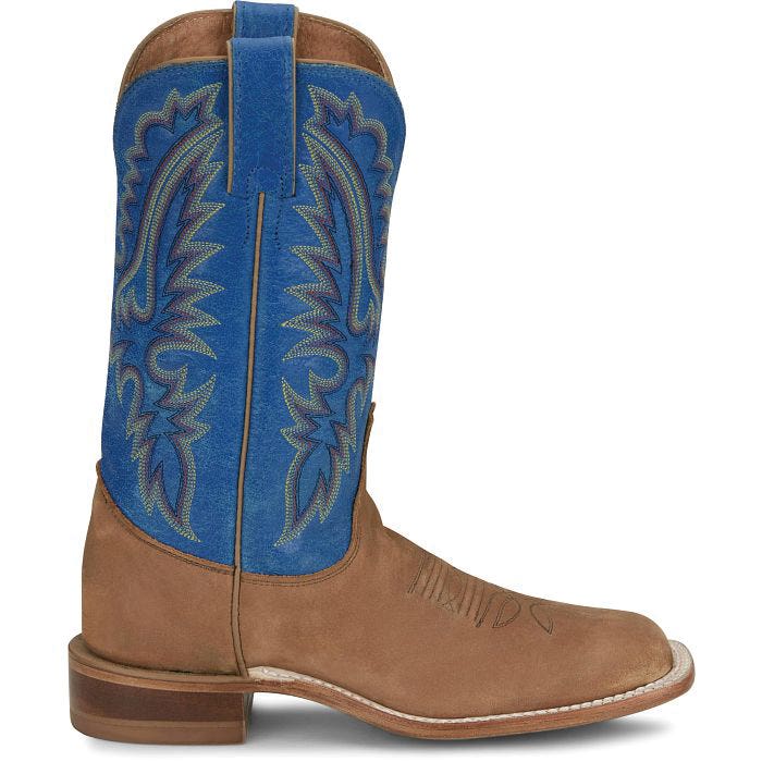 Justin Women's Peyton Western Boots, 6.5, B W, 2-Row Stitch, Distressed Cognac, Full Grain Leather