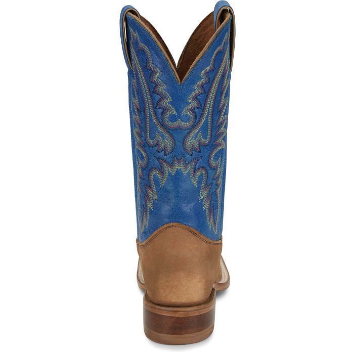 Justin Women's Peyton Western Boots, 6.5, B W, 2-Row Stitch, Distressed Cognac, Full Grain Leather